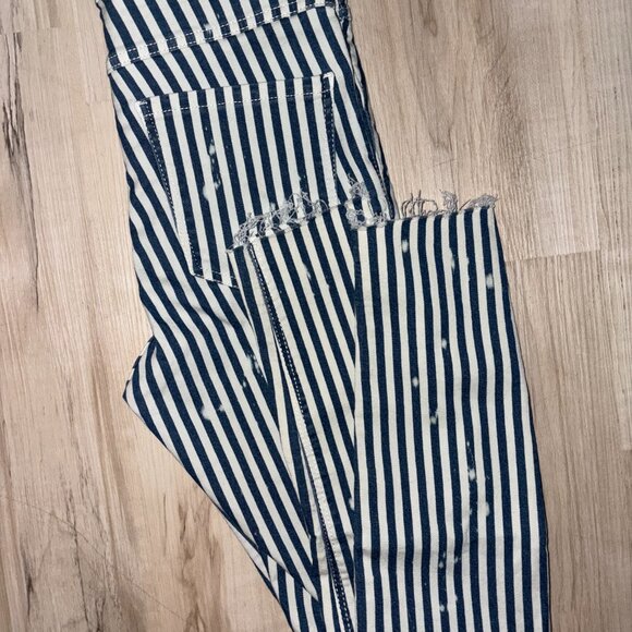 High Rise Navy and Cream Striped Zara Jean Legging 8 - Picture 5 of 7
